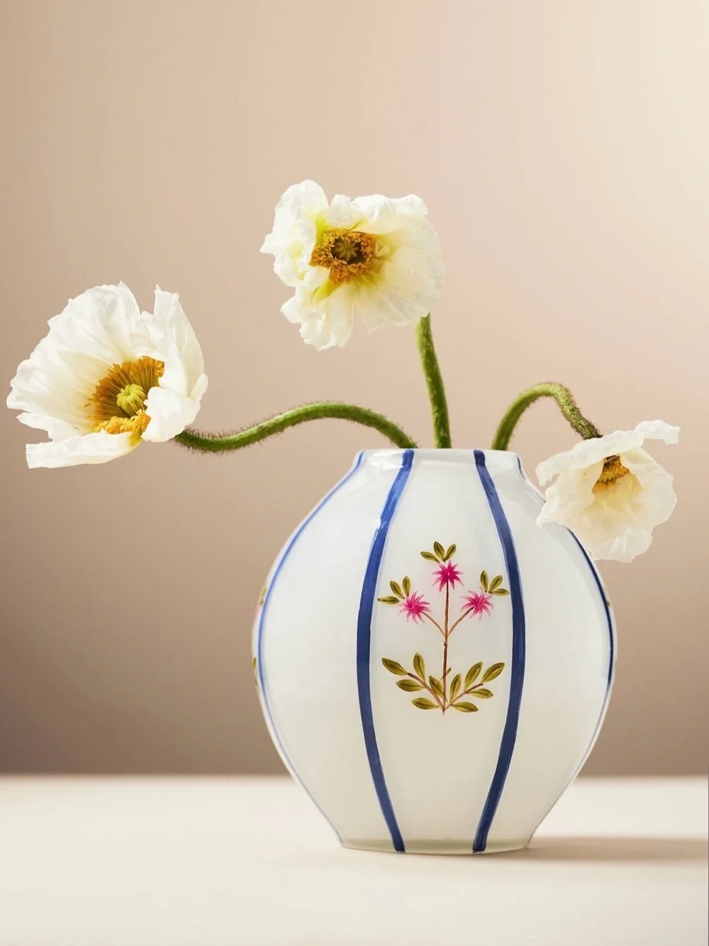 Anthropologie Joanne Floral Glass Vase
